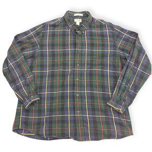 VINTAGE L.L. Bean Men Button Up Shirt XL Traditional Fit Plaid Flannel Long Slee